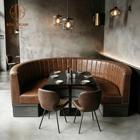 Ensemble table et chaises de restaurant carrées modernes de luxe en pierre et cuir pour café, facile à nettoyer