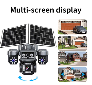 S9 Cheap Price Four Lens 4G Solar Security IP Cameras 4K AOV PTZ PIR Detection Human Auto Tracking Network CCTV <b>Camera</b> Outdoor - Product Image 1