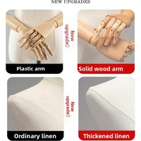 Mannequin demi-corps en bois avec tête recouverte de tissu pour les boutiques de robes de mariée et les magasins de vêtements