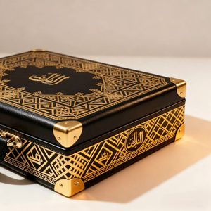 Ensemble de cadeaux d'affaires promotionnels boîte en cuir carrée fermeture à boucle de conception imprimée du Moyen-Orient pour briquet <span class=keywords><strong>Zippo</strong></span> vêtements pour hommes - Product Image 1