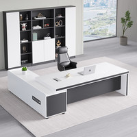 Ensemble de bureau et chaise de direction moderne, style grand bureau, pour directeur d'entreprise, bureau blanc, table d'ordinateur