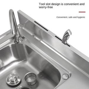 Fregadero de lavabo de <span class=keywords><strong>verduras</strong></span> de acero inoxidable SUS304 individual con plataforma de soporte-piso de mesa de cuerpo de gran capacidad - Product Image 3