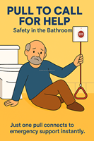 Cordon de traction d'urgence salle de douche système d'alerte panique étanche pour les hôpitaux maisons de soins infirmiers alarme de sécurité à vie assistée