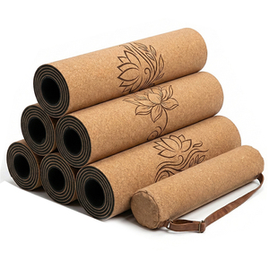 Tapis de <span class=keywords><strong>yoga</strong></span> large en liège avec marques d'<span class=keywords><strong>alignement</strong></span>, antidérapant, pour débutants, extra large, double couche, 6 mm, équipement de fitness recyclable - Product Image 2