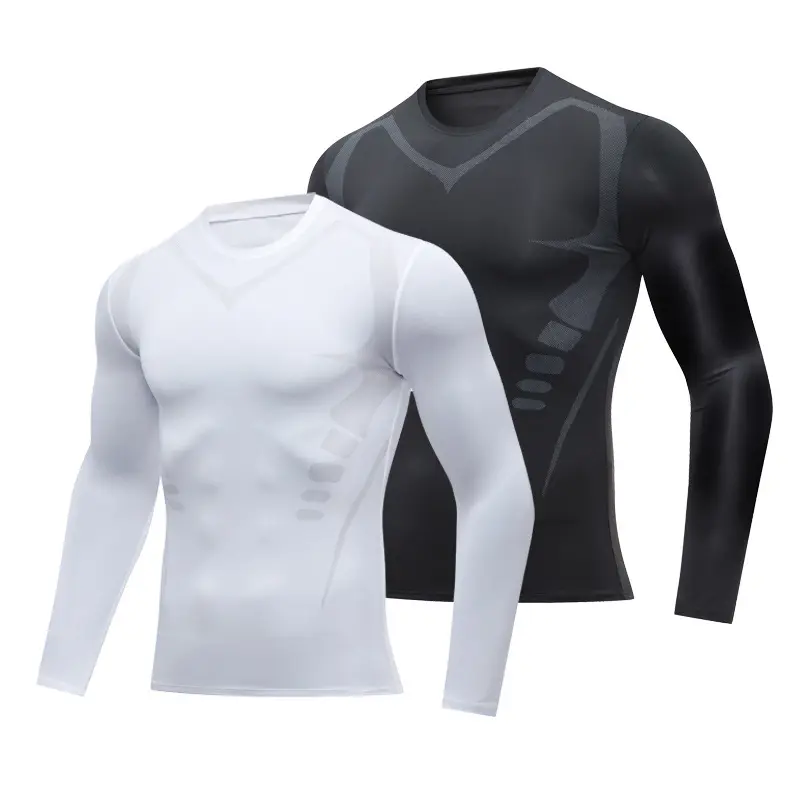 Compression shirts men fitness wear quick dry custom long sleeve gym t-shirts workout men clothing