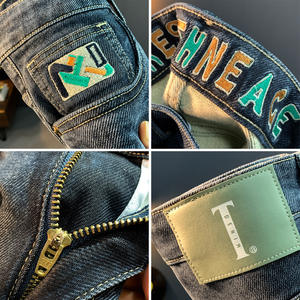 Pantalones Vaqueros Casuales Retro Americanos para Hombre, Otoño 2024, Corte Ajustado, Elásticos, Estilo Vintage, Pierna Recta, para Uso Diario - Product Image 4