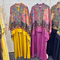 Robe musulmane pour femmes, robe brodée à manches chauve-souris, vêtements islamiques, abaya, jalabiya, robe intérieure, robe de soirée, robe de banquet