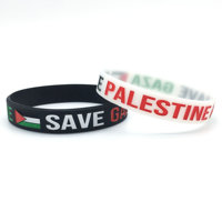 Bracelet en silicone personnalisé imperméable avec drapeau de la Palestine en relief, vente chaude