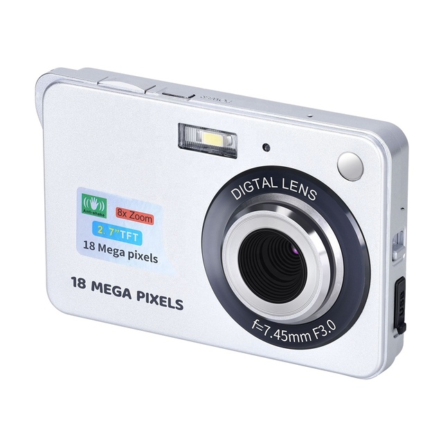 Digital Camera, FHD 720P 2.7inch LCD for Vlogging with Anti Shake 16X Zoom, Compact, Small for Kids Students