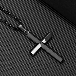 卸売ファッション ステンレス製クロスペンダントネックレス ヒップホップロングチェーン 小さな男の子用クロスペンダントネックレス メンズ用 - Product Image 6