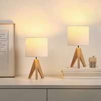 Lampe de bureau de lecture minimaliste en bois avec LED, contrôle tactile et abat-jour en tissu pour la protection des yeux