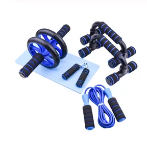 High Quality 6 pcs Home Exercise Roller Abdominal Skipping Rope Hand Grip Push-up Bar