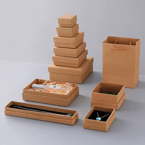 Boîte à bijoux en <span class=keywords><strong>carton</strong></span> kraft brun carré de haute qualité, faite à la main, avec logo personnalisé, pour bracelet, bague, boucles d'oreilles - Product Image 1