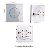 LangYeao Click On / Off Interrupteur d'éclairage mural avec indicateur LED Pass Through Circular Button Switch Panel 1/2/3/4 Gang 1/2 Way