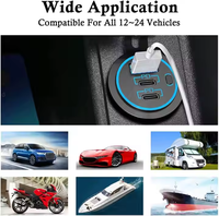 Chargeur de voiture double USB Interrupteur intégré étanche 3 ports de charge rapide Prise 24V Prise 12V pour voiture, bateau, marine, mobile 12V 24V