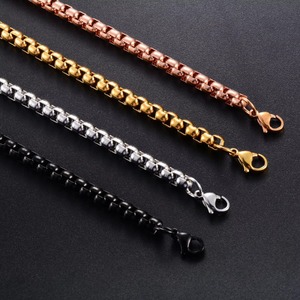 Collar de cadena tipo box de acero inoxidable para hombre y mujer, 2/3/4/5 mm, en colores plata/oro/negro/oro rosa, de 14 a 40 pulgadas, joyería metálica. - Product Image 2