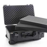 Valise trolley robuste en plastique noir, étanche IP67, antichoc, avec insert en mousse personnalisable et boîte de rangement protectrice 6001