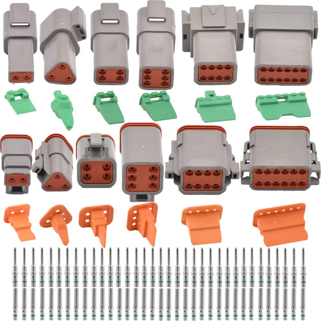 DT Series Deutsch Connector Kit 2 3 4 6 8 12 Pin Gray IP67 Waterproof Electrical Connectors Plug Socket