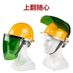 Visière de protection pour le visage en polycarbonate anti-impact et anti-éclaboussures avec cadre en aluminium et lentille interchangeable pour casque de sécurité - Product Image 3