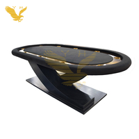 Table de poker Texas noire de luxe moderne et écologique YH Custom avec pieds en bois massif pour les salles de jeu et de divertissement