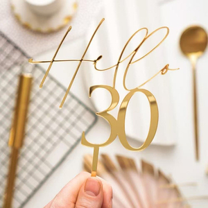 Adornos Acrílicos para Cupcakes y Pasteles, Adorno con Número 'Hola 30, 40, 50, 60' para Decoración <span class=keywords><strong>de</strong></span> Pasteles en Varias Fiestas <span class=keywords><strong>de</strong></span> <span class=keywords><strong>Cumpleaños</strong></span> y Aniversarios - Product Image 1