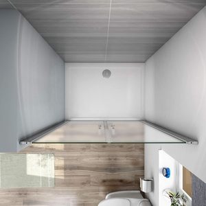 Cabine de douche pour niche 75x185cm, double porte, rectangulaire, verre 6mm trempé, givré mat, anti-calcaire, chrome poli, livraison gratuite - Product Image 5