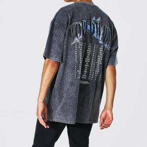 नए आगमन ओवरसाइज फिट टीशर्ट रॉक बैंड पुरुषों एसिड वॉश टी शर्ट - Product Image 2