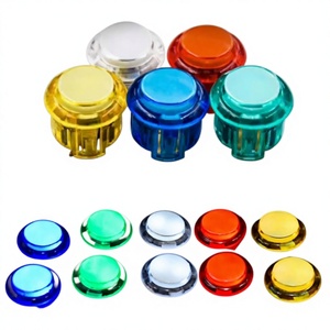Interruptor de Botón Pulsador de Plástico Iluminado LED Transparente de 24 mm y 30 mm, Interruptor de Reinicio/Arranque Sanwa Arcade para Recargable, 1 Año - Product Image 1