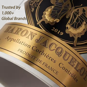 Tùy chỉnh dính dập nổi lá vàng dán cho thương hiệu sang trọng Whisky chai kết cấu lớn lên UV đồng vàng lá nhãn bao bì - Product Image 1