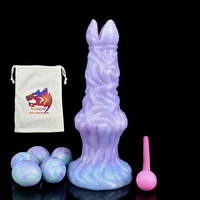 Chien ovipositeur gode avec 5 oeufs pour femme gode lumineux 8 pouces pompe gonflable Dragon gode avec 5 balles pondant des oeufs jouets sexuels