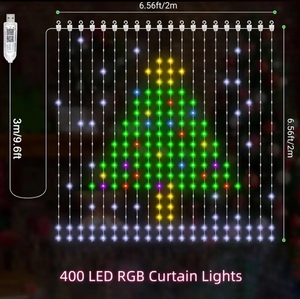 Ứng dụng điều khiển thông minh trang trí nội thất chuỗi đèn đám cưới giáng sinh Đảng lễ hội trang trí bầu không khí Led RGB rèm ánh sáng với USB - Product Image 1