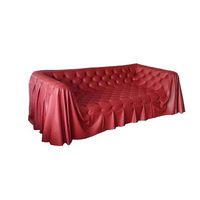 Italienisches Dreisitzer-Ledersofa mit Volant-Design, Modernes Kreatives Katzenkrallen-Design, Einfach Luxuriös, Vollständig Geknöpft, für das Wohnzimmer