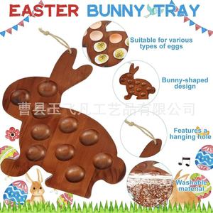 Bandeja para Huevos de Madera con Forma de Conejo de 33 cm, Decoración de Pascua, Tabla para Aperitivos, Uso en Interiores - Product Image 2