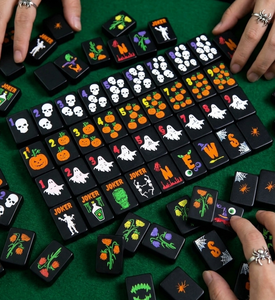 Mahjong Americano de Melamina Negra de Lujo Personalizado, Moderno y Portátil para Halloween, con 1/2/3/4 Capas, Fichas de Póker Talladas, Ecológicas y Resistentes al Agua - Product Image 5