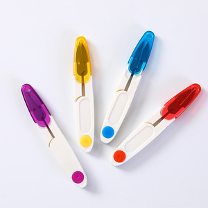 Cross Stitch Scissors With Cap Stainless Steel Spring Yarn Cutter For Sewing Craft Household Use Random Color - Product Image 2