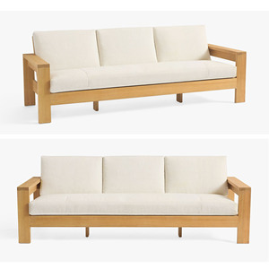 Conjunto de Sofás de Jardín para Exteriores en Madera de Teca Sólida con Cojines para Hoteles, Apartamentos y Exteriores - Licia - Product Image 5