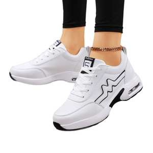 Zapatillas Deportivas Casuales de Piel Sintética Blanca para Mujer, Venta al Por Mayor de Fábrica - Zapatos Deportivos de Moda con Suela Gruesa y Amortiguación de Aire - Product Image 5
