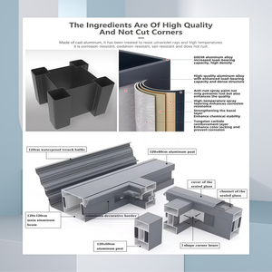 Pergola moderne personnalisée, résistante au vent, pour l'extérieur, avec toit plat, véranda en verre, structure en aluminium, autoportante, préfabriquée, <span class=keywords><strong>solarium</strong></span> - Product Image 6