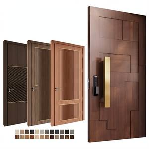 Puerta de Entrada Principal Moderna de Estilo Europeo con Cerradura Inteligente de Madera, Puerta Exterior Pivotante para Hotel o Villa - Product Image 4