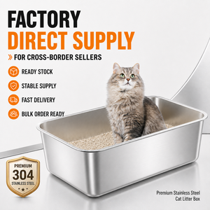 Arenero Rectangular de Acero Inoxidable Sincere-kitchen para Gatos Grandes, Higiénico, Fácil de Limpiar, Antiadherente y de Bordes Altos - Product Image 1