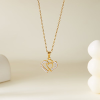 RINHOO - Collar de Acero Inoxidable de Alta Calidad Chapado en Oro de 18k para Mujer, Collar de Corazón de Acero Inoxidable, Regalo de Joyería