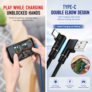 สายดาต้าแบบถัก 5V2A หัวงอคู่ Type C ความยาว 0.25ม. 1ม. 1.5ม. 2ม. 3ม. สายชาร์จโทรศัพท์แบบสากล รองรับการถ่ายโอนข้อมูล - Product Image 4