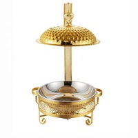 Ensemble de réchauds à buffet en acier inoxydable durable de luxe, 8 L, chauffe-plats alimenté au combustible, ustensiles en noir or/blanc pour la restauration
