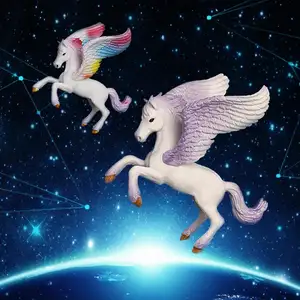 Toptan katı PVC simülasyon efsane tek boynuzlu at Pegasus heykeli modeli hayvan oyuncak figürler
