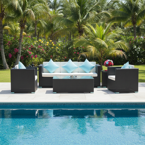 Ensemble de canapés de jardin en rotin imperméable 4 pièces, salon tout temps, aluminium, rotin PE, mobilier <span class=keywords><strong>d</strong></span>'extérieur - Product Image 3