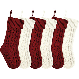 Wholesale Santa Claus Design 18 Inches 46cm High Capacity Knitted Christmas Stockings - Product Image 1