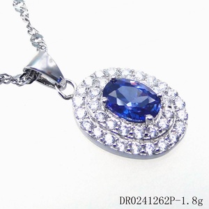 สร้อยคอจี้เงินแท้ 925 ประดับเพชรคิวบิกเซอร์โคเนียทรงวงแหวนคู่ พร้อมแทนซาไนต์ - Product Image 3