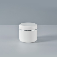 Pot cosmétique de luxe vide en plastique PP blanc avec couvercle à ligne argentée, impression personnalisée, 20g, 30g, 50g, 100g, 150g, 200g, 250g