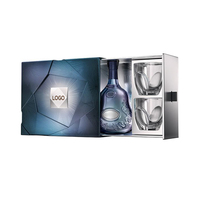 Boîte cadeau rigide personnalisée haut de gamme pour vin, emballage pratique en carton avec insert en EVA pour bouteille de vin et ensemble de verres à vin