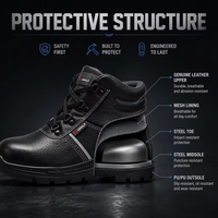 Chaussures de sécurité imperméables en cuir de buffle gaufré avec embout en acier, résistantes aux perforations, confortables pour l'hiver, bottes de travail pour HOMMES